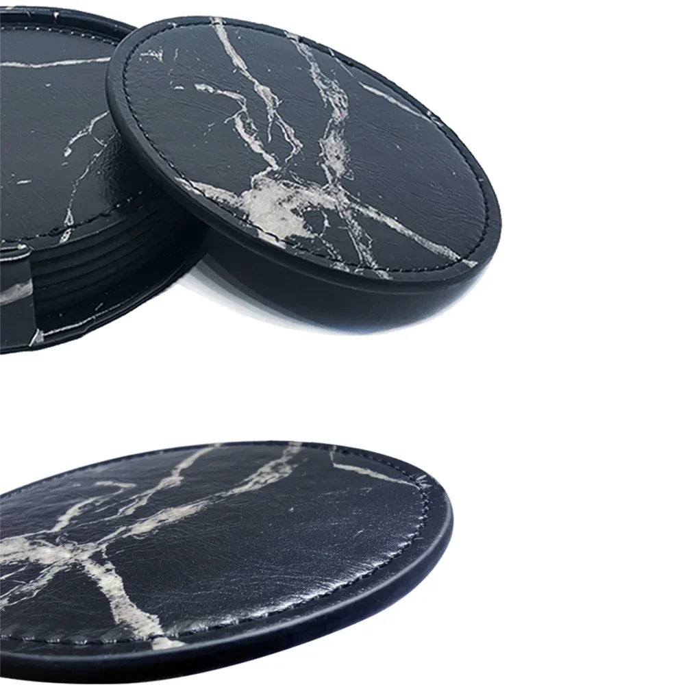 Eco Drink Coasters Set of 6 Leather Non Slip Heat-resistant 6PCS Luxlife Brands