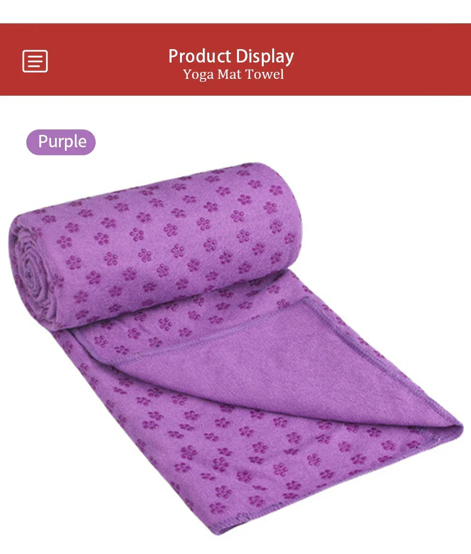 Yoga Mat Cover Towel Non-Slip Sweat Absorbent Solid Foldable Portable Pilates Exercise Sports Travel Fitness Blanket 183CM*63CM