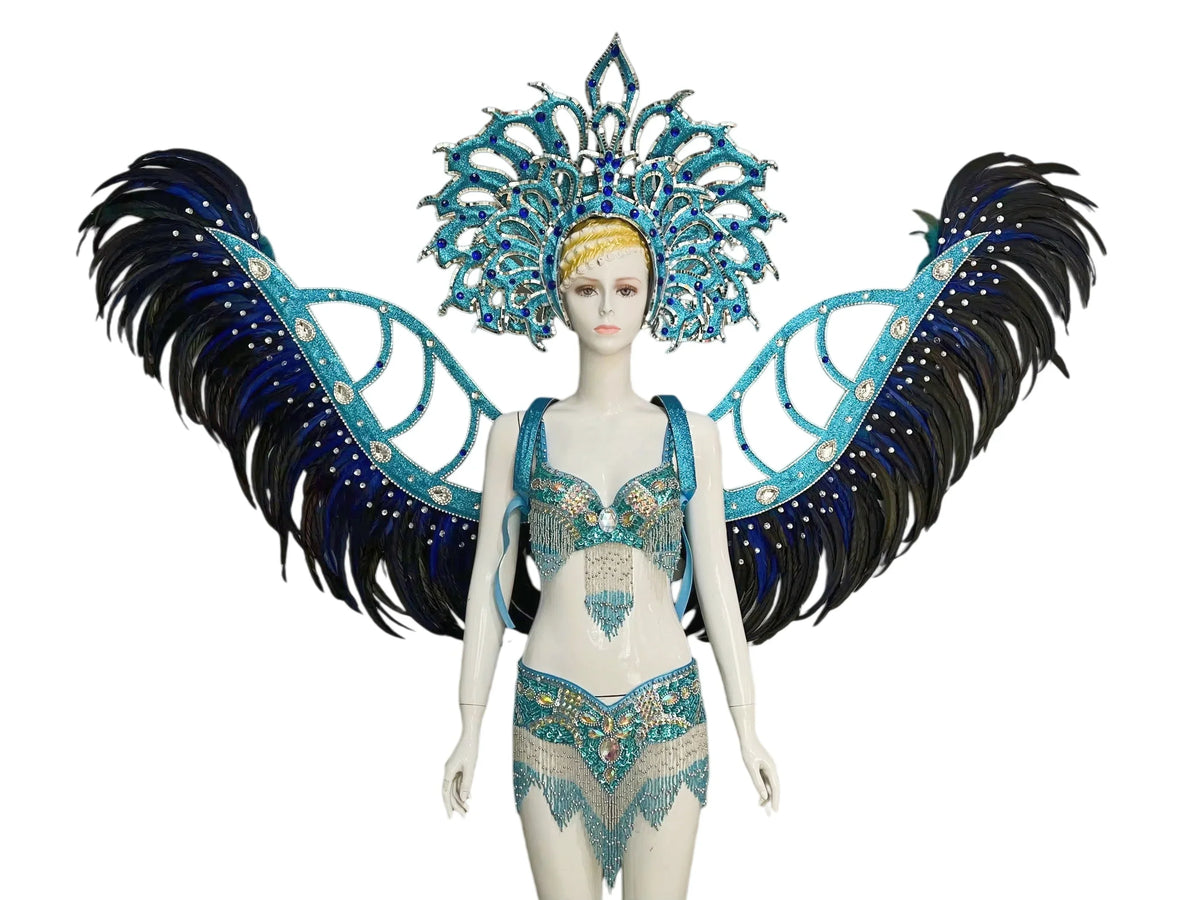 Multi-Color Feathered Wing and Headdress Performance Set