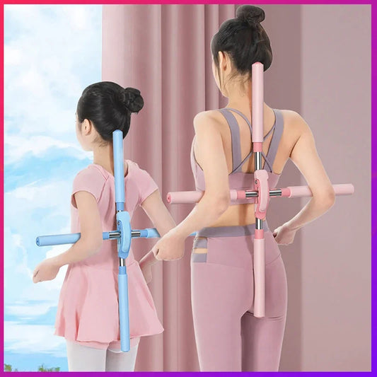 Yoga Sticks Hunchback Corrector Adjustable Stainless Steel Body Stick Cross Open Back Standing Training Stick Gym Home Sports LUXLIFE BRANDS