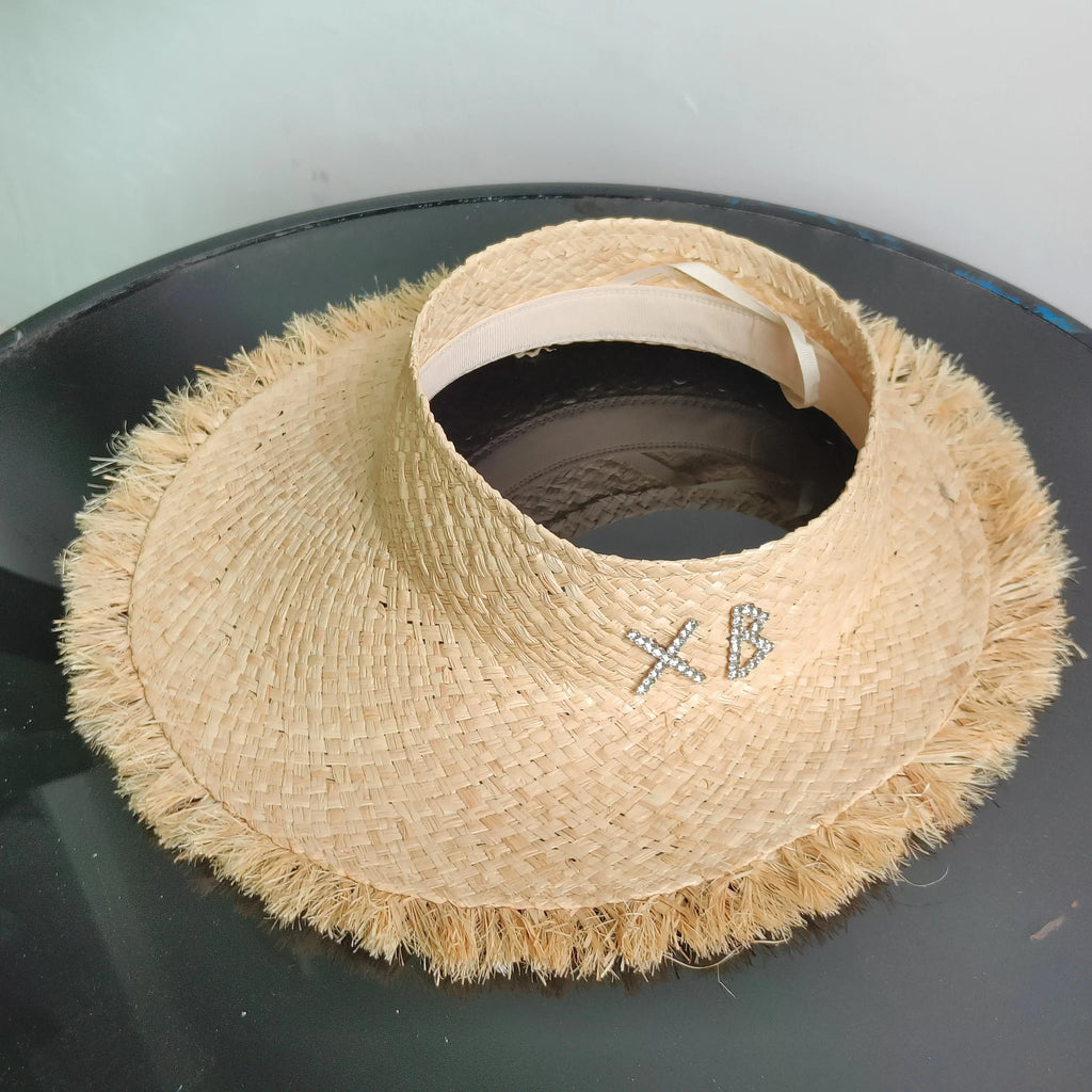 Designer French Elegant Women's Summer RB Letter Straw Hat Wide Brim Breathable Sun Protect Fashionable Beach Vacation Sun Hat