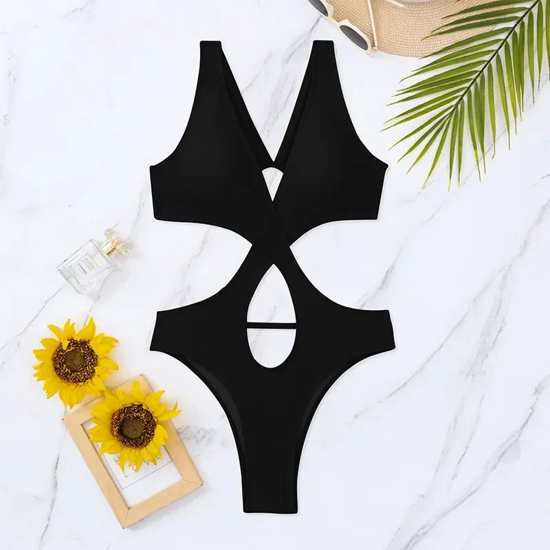 Red One Piece Swimsuit Woman Trikini Raceback Swimwear Thong Beachwear Woman 2025 Cut Out Bathing Suits Ladies Holiday Summer