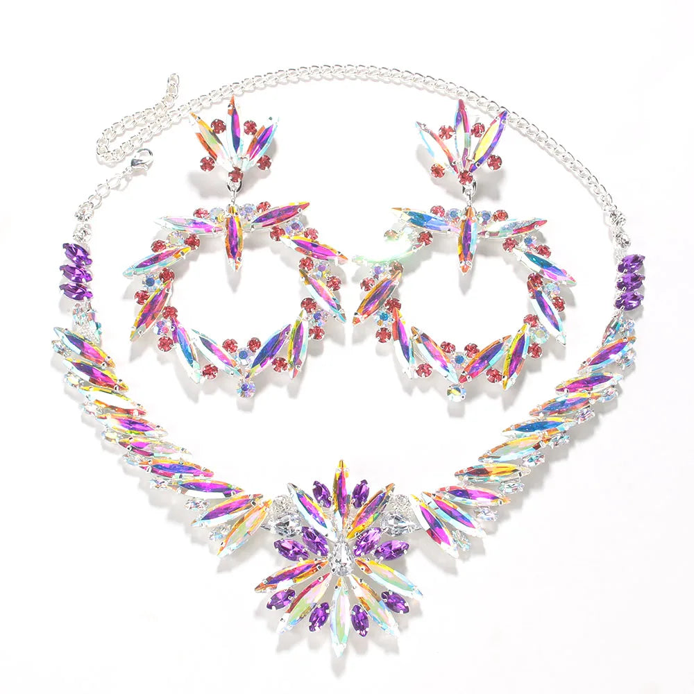 AB Rhinestone Necklace & Jewelry Set