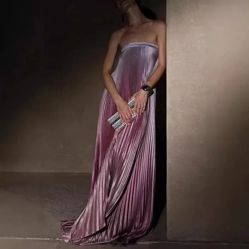 Elegant Women Folds Party Cocktail Dress Sexy Luxurious Off Shoulder Guest Host Evening Robe Celebrity Ceremoney Birthday Gown