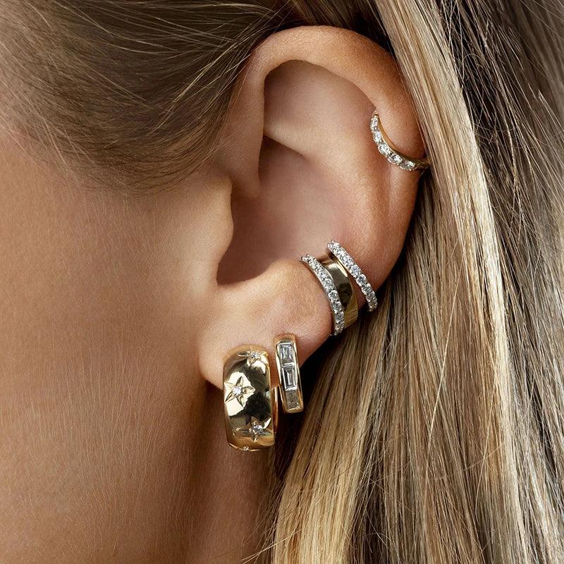 CRMYA Fashion Cubic Zirconia Cz Silver Gold Plated Hoop Earrings For Women Engagement Wedding Trendy Jewelry LUXLIFE BRANDS