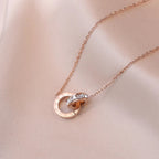 Luxury Elegant Crystal Circle Choker Fashion Roman Digital Stainless Steel Gold Silver Color Pendant Necklaces for Women Jewelry Luxlife Brands