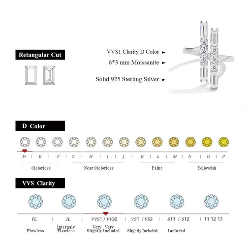 ATTAGEMS D VVS1 Color 3.0CT Moissanite Rings for Women Adjustable Ring Solid 925 Sterling SIlver Engagement Wedding Fine Jewelry Luxlife Brands