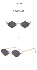 Fashion Small Polygonal Sunglasses Women Brand Metal Half Frame Glasses Ladies Hipster Sexy Cat Eye Shades Vintage Luxlife Brands
