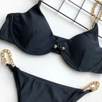 Sexy Metal Chains String High Cut One Piece Swimsuit Women Swimwear Female Monokini Tummy Cut Out Bathing Suit Swim Beach Wear Luxlife Brands