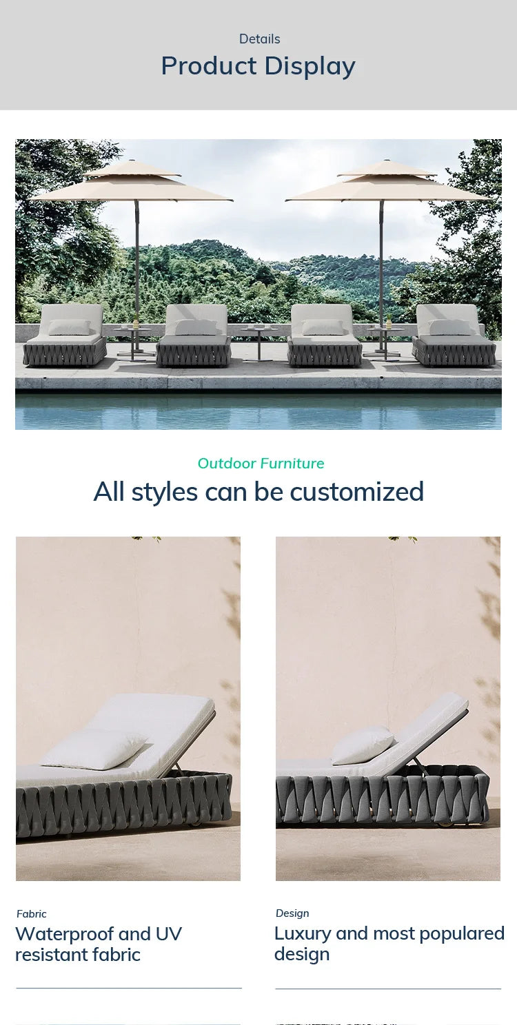 Resort Outdoor Sun Loungers Set Hotel Garden Poolside Sun Loungers Villa Swimming Pool Lounge Chairs Resort Beach Sun Loungers