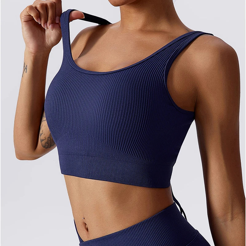 Yoga Sports Bras for Women Open Back Design Padded Crop Top Fitness Push Up Workout Running Gym Tops LUXLIFE BRANDS
