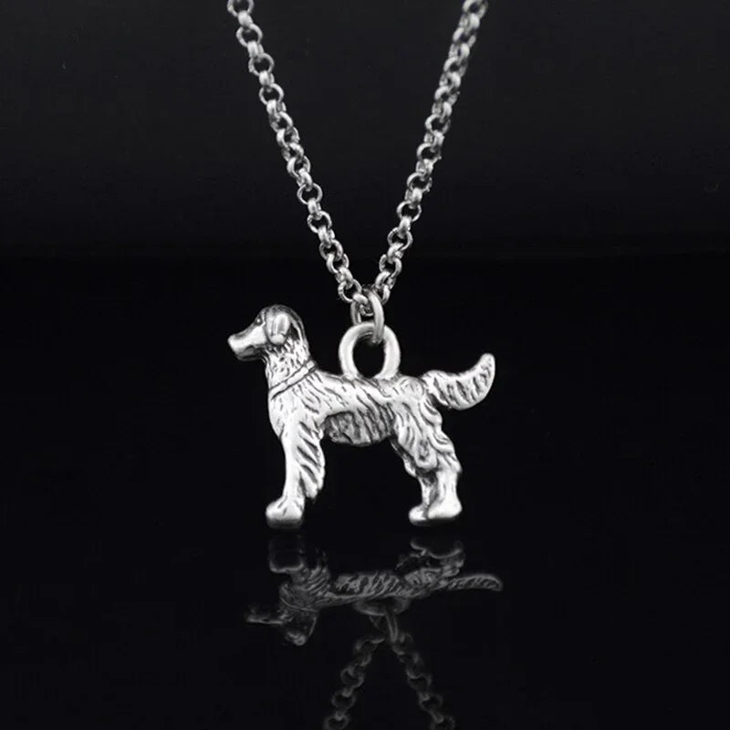 Vintage 3 Style Pomeranian & Samoyed & Keeshond & Golden Retriever & Whippet Dog Charms Pendant Necklace Women Pet Lover Gift LUXLIFE BRANDS