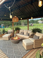 Nordic Hotel Villa Outdoor Sofas Garden Furniture Waterproof PE Hotel Villa Garden Rattan Aluminum Teak Wood Sectional Sofa Set Luxlife Brands