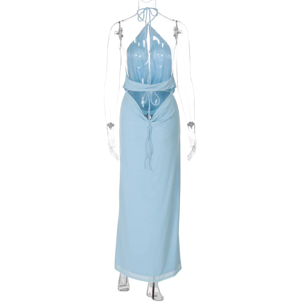 Avrilyaan Hollow Out Backless Sexy Two Piece Set Crop Top And Maxi Long Skirt Women Set Elegant Casual 2 Piece Set Women Set Luxlife Brands