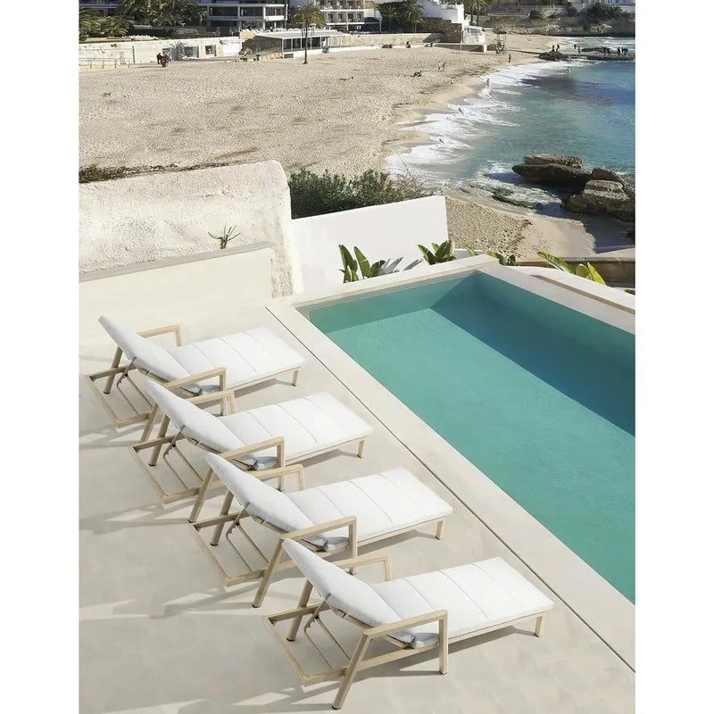 Aluminum Natural Fabric Sun Lounger  Swimming Pool Outdoor Furniture Garden Set Terrace Hotel Beach Sling Chair Outdoor Living