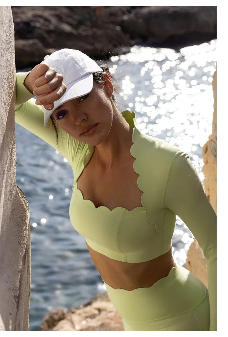 Black Square Neck Tight High Elastic Skinny Yoga Sports Long Sleeves Fashion Compression Pants Fitness Leggings Workout Tights