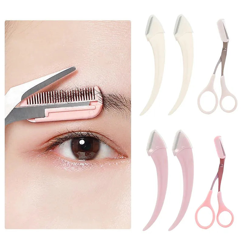 Eyebrow Trimming Knife Eyebrow Face Razor For Women Professional Eyebrow Scissors With Comb Brow Trimmer Scraper Accessories LUXLIFE BRANDS