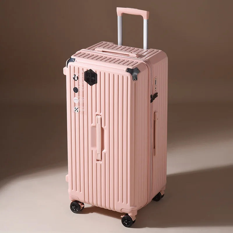 Oversized capacity suitcase student pull rod box 28 "brake wheel luggage password zipper style