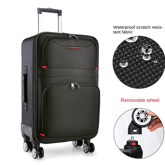 30" Large Capacity Black Luggage Waterproof Durable Trolley Case Oxford Cloth Detachable Spinner Wheel 20" Password Suitcase