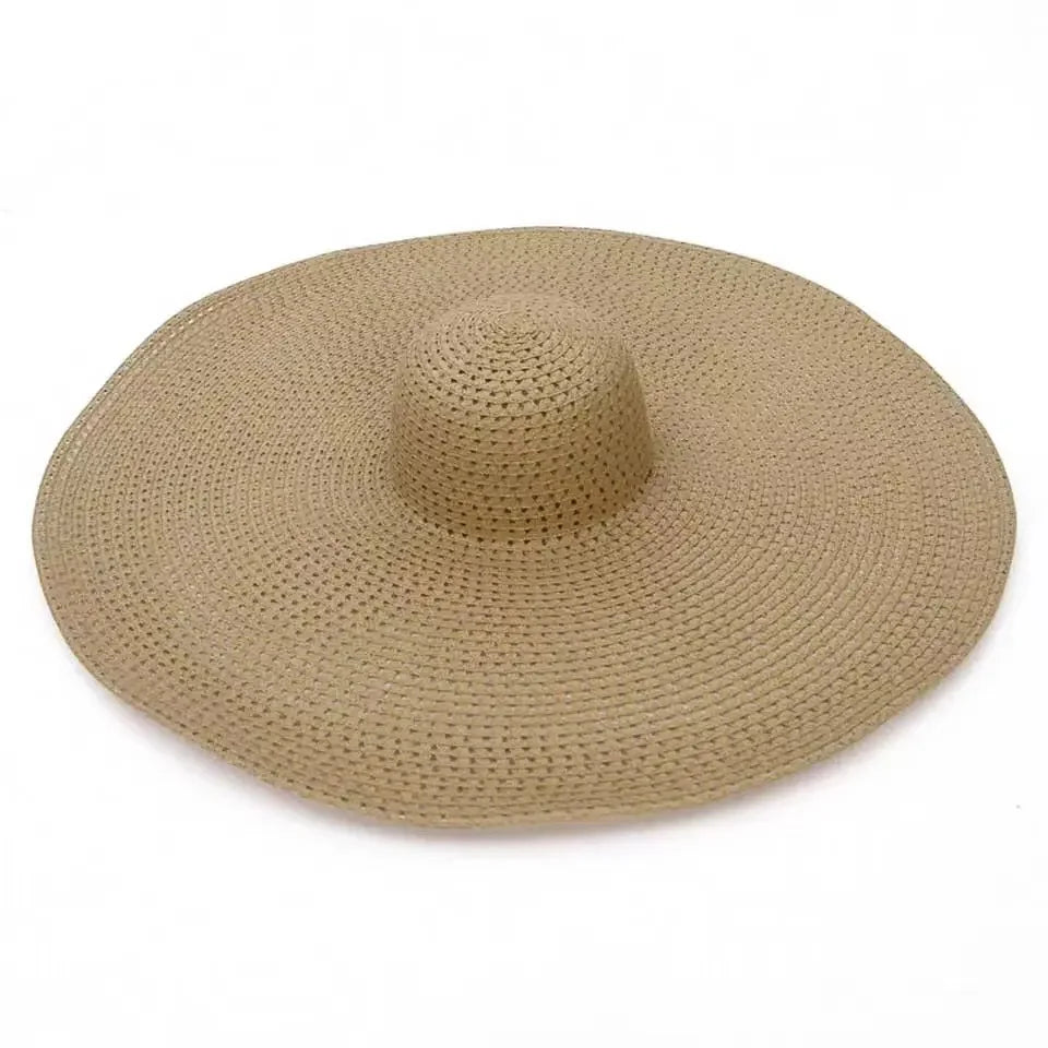 70cm Oversized Wide Brim Sun Hat Travel Large UV Protection Beach Straw Hats Women's Summer Floppy Foldable Chapeaux Wholesale