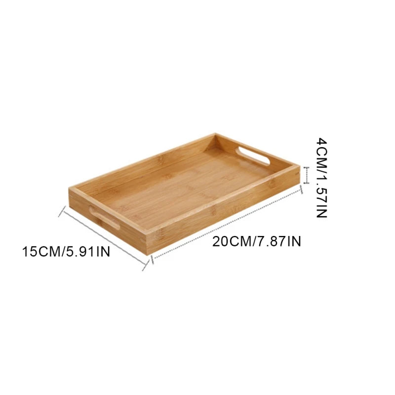 Bamboo Wooden Tea Tray Rectangular Solid Wood Serving Tray Kung Fu Tea Cup Tray With Handle Wooden Dinner Bread Fruit Food Plate