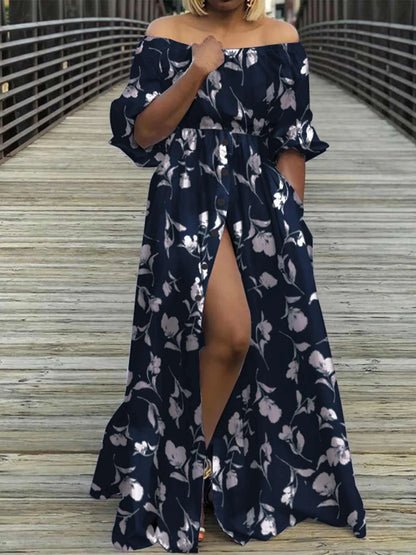 Santorini Lantern Sleeve Floral Sundress