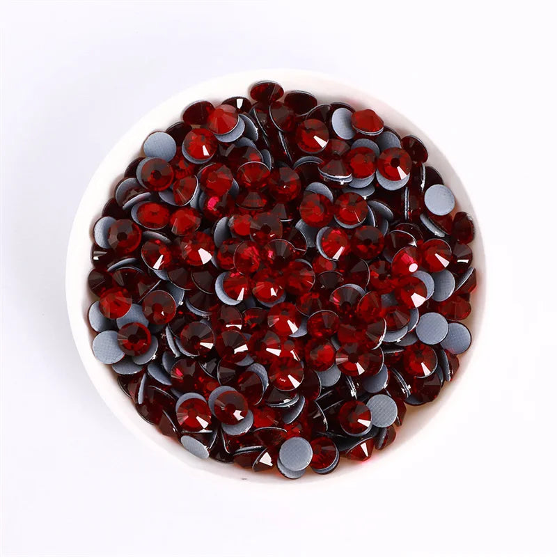 SS3-SS30 Red Series Hotfix Glass Flat-Back Rhinestones