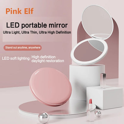 Folding LED Makeup Mirror