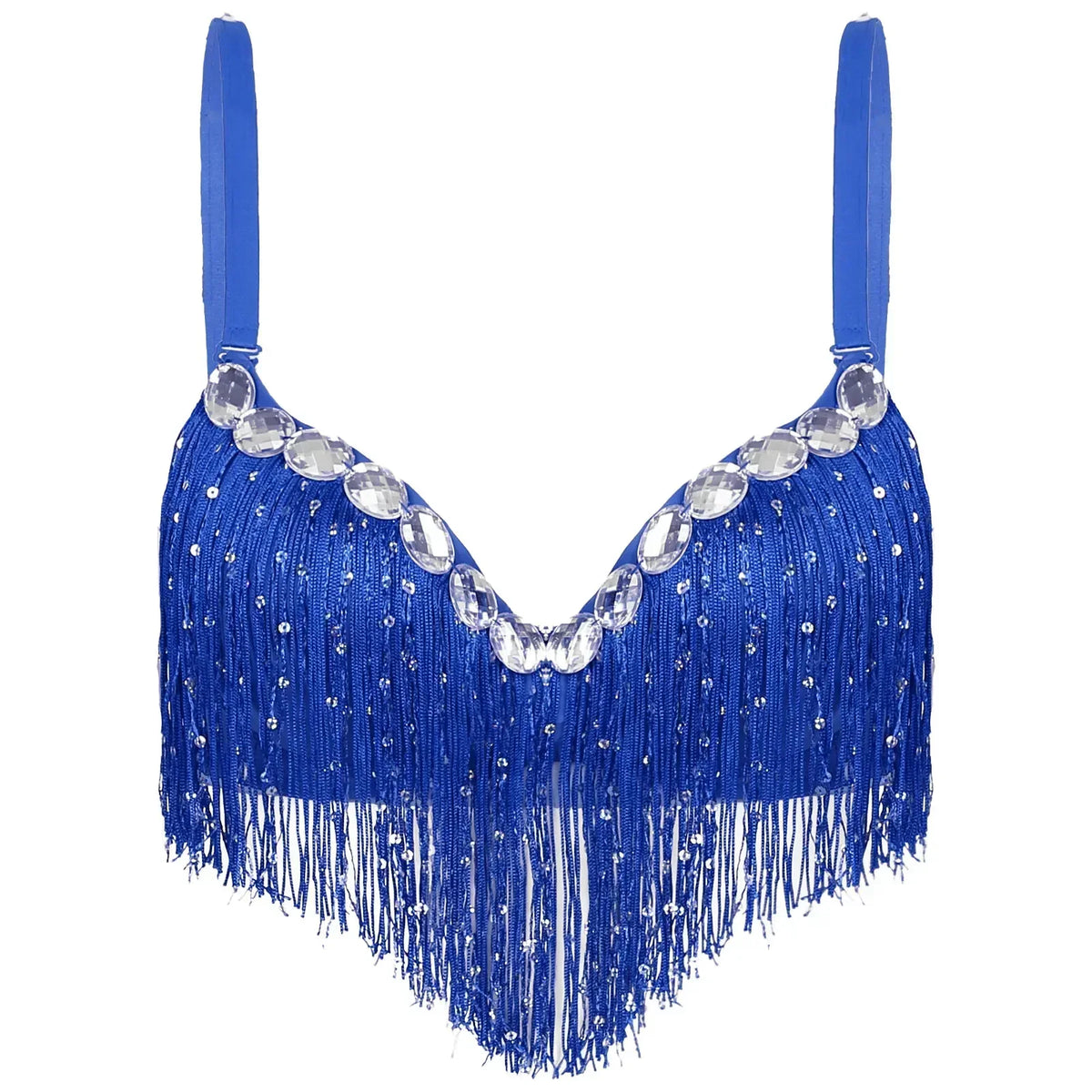 The Stardust Oasis Sirena – Sequined Tassel & Rhinestone Push-Up Belly Dance Bra Top