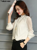 Spring Summer Elegant blouse women Korean Chiffon Shirt Women Long Sleeve Ruffled Women's shirts and blouses Office Lady Tops