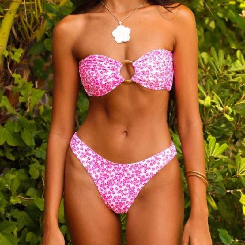 Yiiciovy Micro Bikini Push Up Women Swimsuits Sexy New Flowe Print Female Swimwear Brazilian Bikini Set Biquini Beachwear