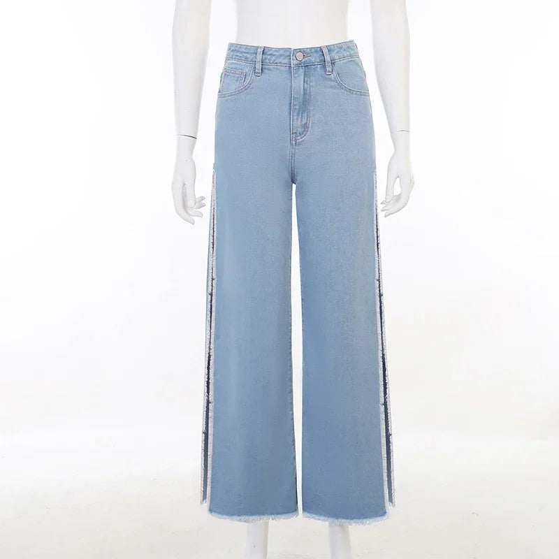 High Waisted Side Split Out Jeans Women Casual Loose Cargo Black Pants Streetwear Autumn Wide Leg Long Baggy Y2k Jeans XY23154SK LUXLIFE BRANDS