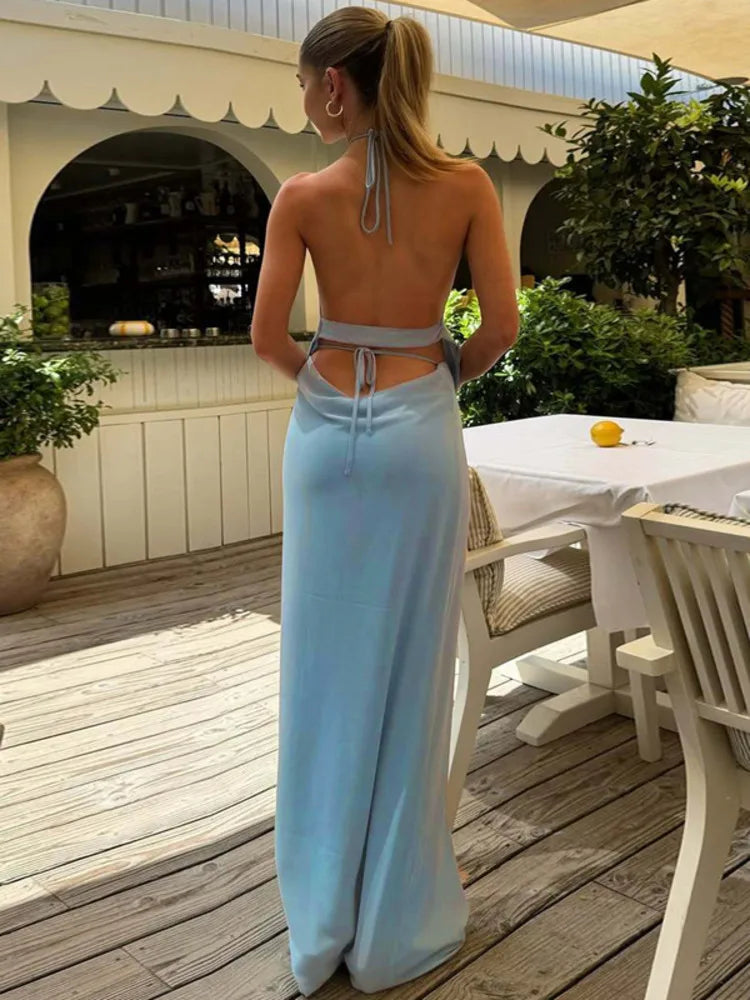 Avrilyaan Hollow Out Backless Sexy Two Piece Set Crop Top And Maxi Long Skirt Women Set Elegant Casual 2 Piece Set Women Set Luxlife Brands