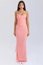 Elegant Wine Strapless Maxi Skirt Set Luxlife Brands