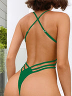 sexy backless bikinis one piece swimsuit bandage bikini thong swimsuit Swimwear Biquini conjunto de bikini tankini beachwear Luxlife Brands