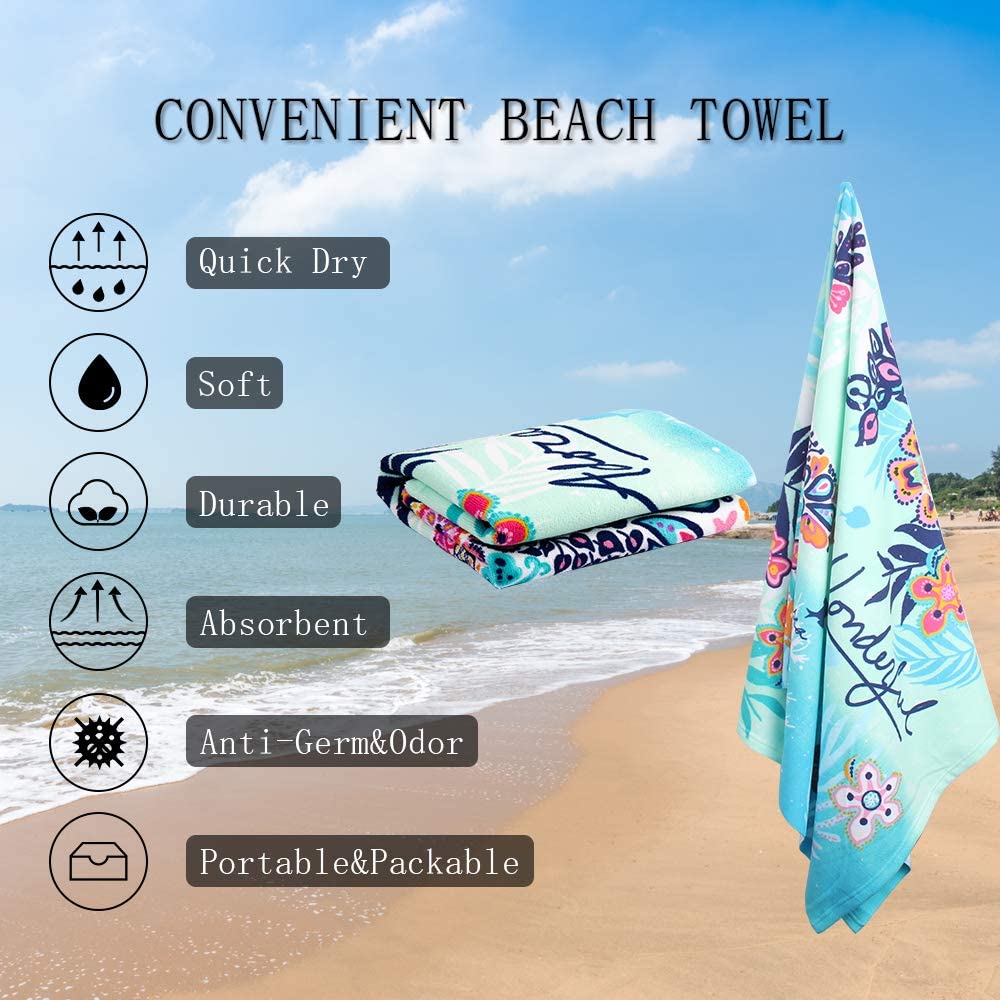 Oversized Microfiber Beach Towels for Travel Quick Dry Towel for Swimmers Sand Proof Beach Towel Cool Pool Towel Super Absorbent