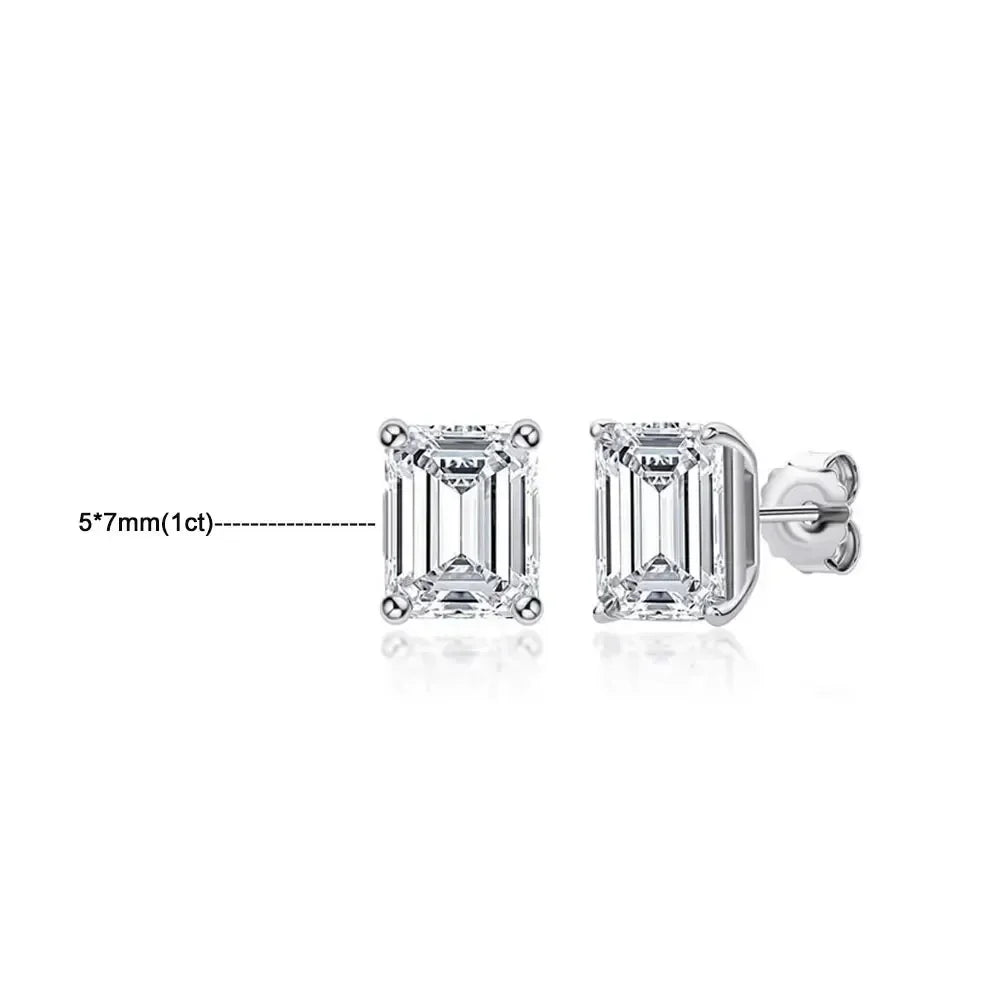 Emerald Cut Moissanite Earrings for Women 0.5 - 2ct D Color Lab Grow Diamond with GRA s925 Sterling Silver Trendy Stud Earring Luxlife Brands