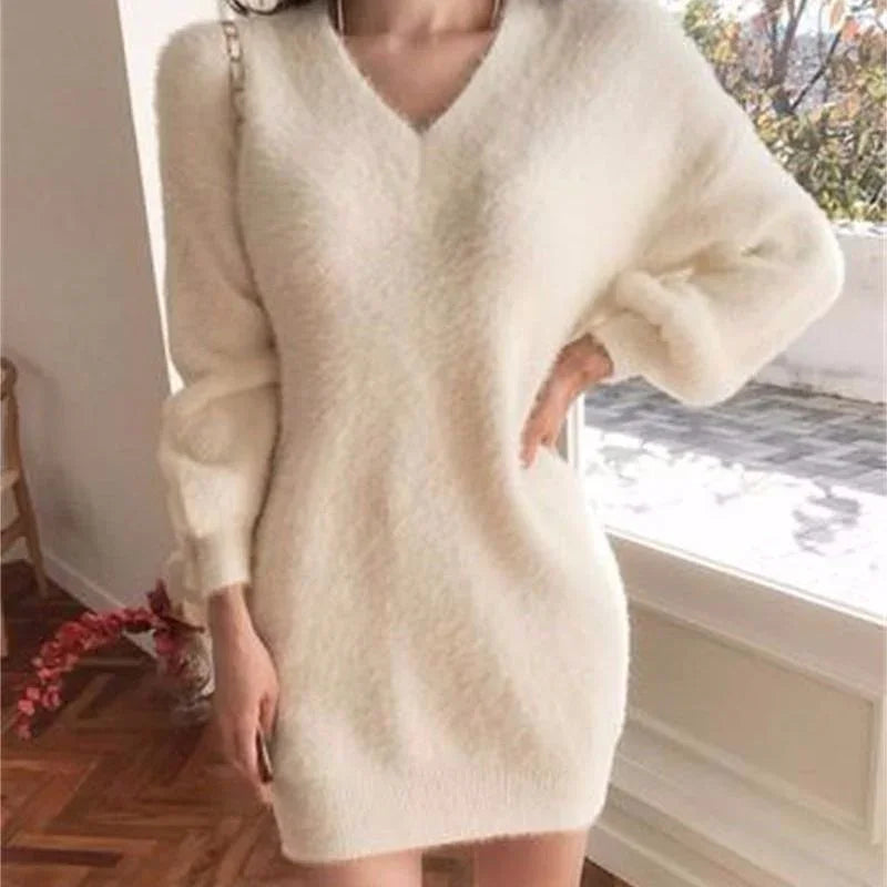 Super Cozy Long Sleeve Sweater Dress LUXLIFE BRANDS