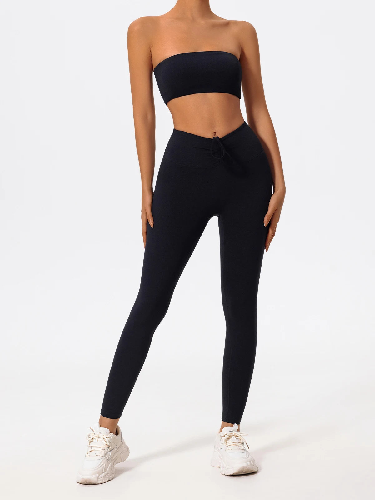 Ctenkevet Summer Women's Breathable Yoga Set Female High Waist Drawstring Sports Suit 2ps Women Fitness Wear Strapless Bra Woman