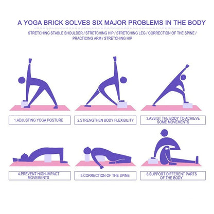 EVA Foam Yoga Block Props Brick Gym Pilates Yoga Column Back Exercise BodyBuilding Fitness Sport Workout Equipment for Home LUXLIFE BRANDS