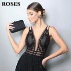 ROSES A Line Tank Evening Dresses Net Beading Sequin Charming Prom Dress Embroidery Party Dresses Custom Size vestidos de noche Luxlife Brands