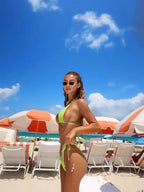 2025 Fashionable Women's Two-Piece Swimsuit - Vibrant Neon Green Color Perfect for Beach Wear and Pool Parties Summer Getaways Luxlife Brands