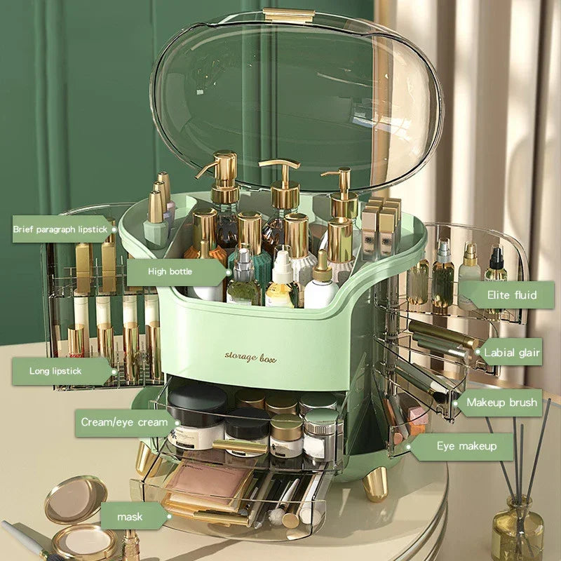 Luxury Desktop Cosmetics Storage Box Dust-proof Makeup Organizer For Cotton Pads Swabs Bathroom Jewelry Organizer for Cosmetics Luxlife Brands