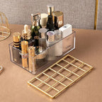 18 Grids Lipstick Organizer Case Makeup Organizer Gold Luxurious Acrylic Cosmetic Storage Box Transparent Makeup Organizer Box Luxlife Brands