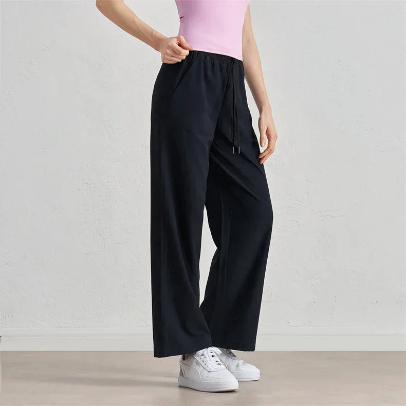 Alo Eup High Waist Wide Leg Dstring Pants Summer Casual Fitn Outdoor Sports Straight Leg Loose Fit Trousers