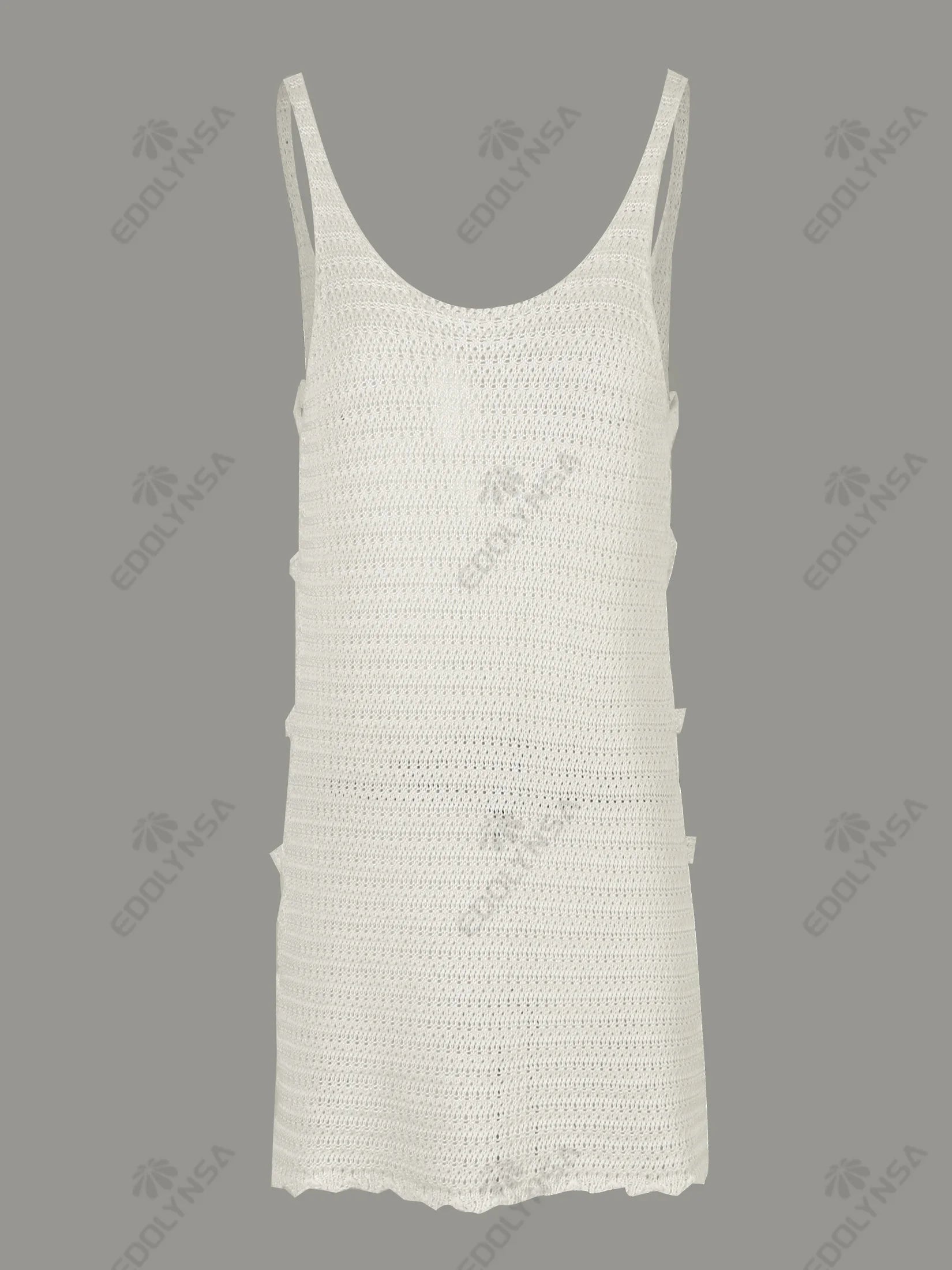 Women's Sexy U Neck Sleeveless Knit Horizontal Stripes Side Cut Out Beach Mini Dress 2025 Summer Beachwear Swimsuit Cover Up K90 Luxlife Brands