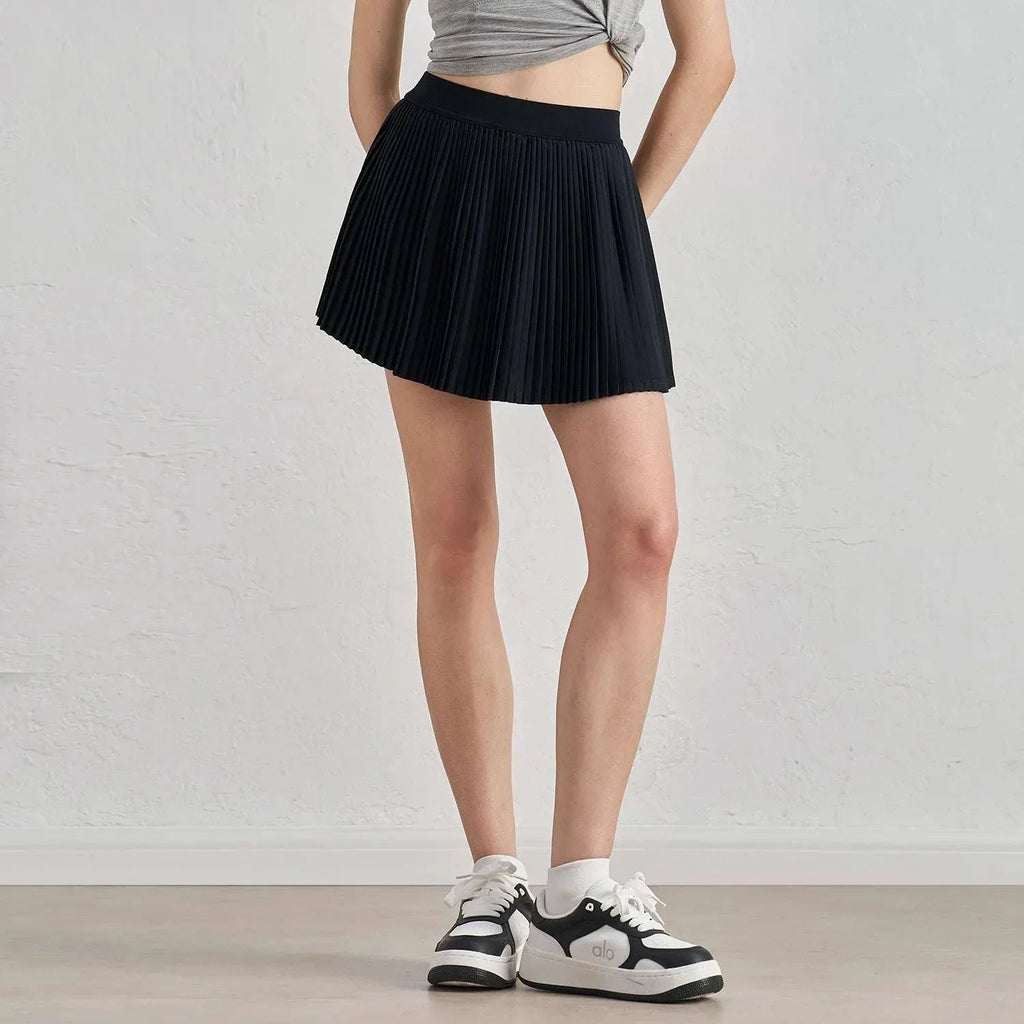 Solid Color Women Tennis Skirts High Waist Yoga Tennis Shorts Dress With Pockets Pleated Pocket Skirt Anti-Exhaust Quick Dry