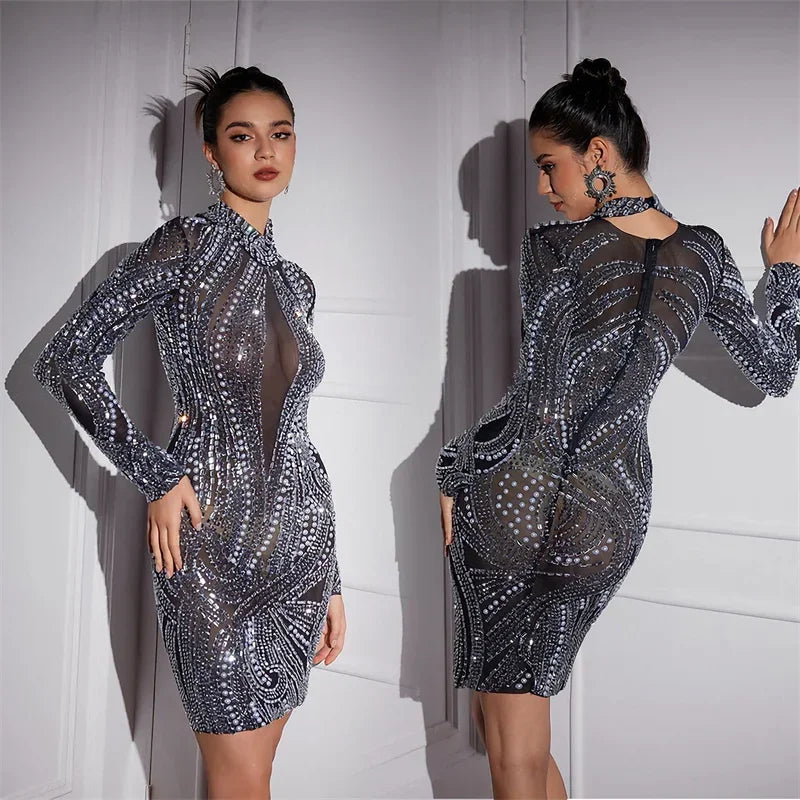 Fashion Luxury Sheer Party Dress