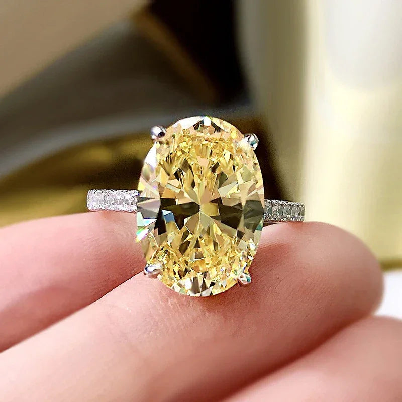 Luxury Oval 5ct Topaz Finger Ring 925 Sterling Silver Party Wedding Band Rings for Women Men Promise Engagement Jewelry Gift Luxlife Brands