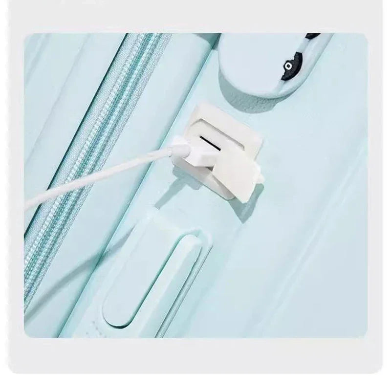 Large Pastel Suitcase With USB Charging Port & Cup Holder